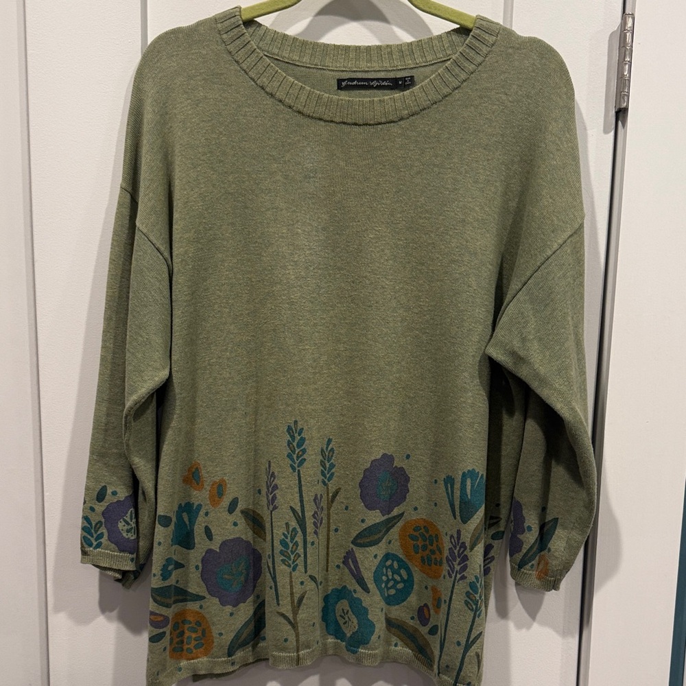 Gudrun Sjoden Green and Floral Sweater